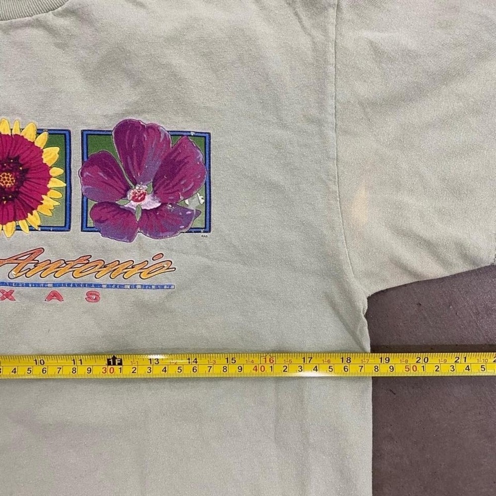 Vintage San Antonio Texas Nature Destination Flowers Floral 90s T-Shirt Size M - Picture 4 of 5